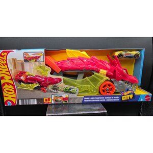 Hot Wheels City Dragon Launch Transporter w/ Creature Attack Car 3+ Mattel Toy S